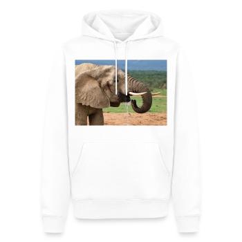 Elefant trinkt - Männer Premium Bio Hoodie - Weiß - Vorne - Nico (187cm)