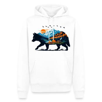 Bear Silhouette Mountain und Camping - Männer Premium Bio Hoodie - Weiß - Vorne - Nico (187cm)