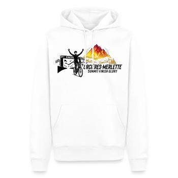 Orcieres-Merlette Summit Finish Victory Tee - Men’s Premium Organic Hoodie - white - Front - Nico (187cm)
