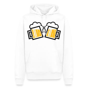 2 Bayrische Bierkrüge Prosten (Bier Maßkrüge / 2C) - Männer Premium Bio Hoodie - Weiß - Vorne - Nico (187cm)