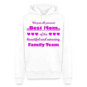 Meilleure équipe de maman – Family Joy Pink - Sweat à capuche Premium bio Homme - blanc - Devant - Nico (187cm)