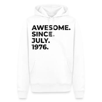 Depuis juillet 1976 – Incroyable faute de frappe vintage - Sweat à capuche Premium bio Homme - blanc - Devant - Nico (187cm)