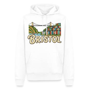 Autocollant rétro pour pont suspendu Bristol Clifton - Sweat à capuche Premium bio Homme - blanc - Devant - Nico (187cm)
