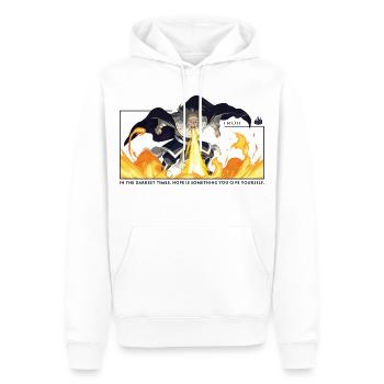 Avatar Iroh Avec Flammes & Citation Sage D’Espoir - Sweat à capuche Premium bio Homme - blanc - Devant - Nico (187cm)