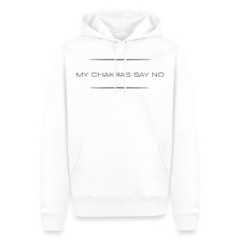 Mes chakras disent non — citation sarcastique - Sweat à capuche Premium bio Homme - blanc - Devant - Nico (187cm)