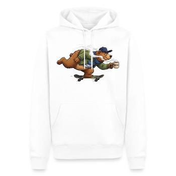 Skaterbär mit heißem Kaffee - Männer Premium Bio Hoodie - Weiß - Vorne - Nico (187cm)