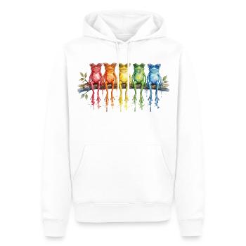 Cinq grenouilles colorées avec des lunettes rétro - Sweat à capuche Premium bio Homme - blanc - Devant - Nico (187cm)
