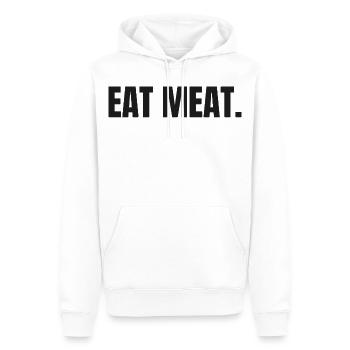 EAT MEAT | Carnivore Steak Statement - Männer Premium Bio Hoodie - Weiß - Vorne - Nico (187cm)
