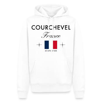 Courchevel, France, coordonnées, voyage, souvenir - Sweat à capuche Premium bio Homme - blanc - Devant - Nico (187cm)