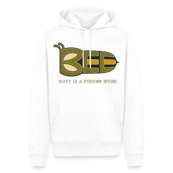 BEE – Busy Is a Strong Word - Men’s Premium Organic Hoodie - white - Front - Nico (187cm)