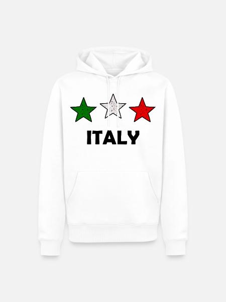 Tri-Sterne Italienische Flagge - Männer Premium Bio Hoodie - Weiß