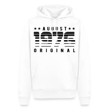 Édition Originale Limitée Août 1976 Anniversaire - Sweat à capuche Premium bio Homme - blanc - Devant - Nico (187cm)