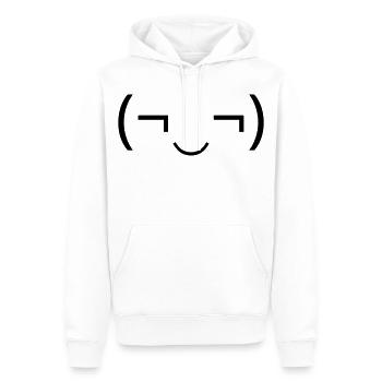 Émoticône espiègle (¬‿¬) sourire espiègle - Sweat à capuche Premium bio Homme - blanc - Devant - Nico (187cm)