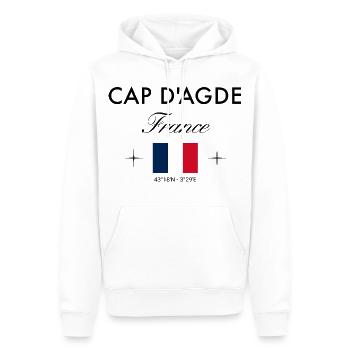 Cap d'Agde Frankreich Koordinaten Reise Souvenir - Männer Premium Bio Hoodie - Weiß - Vorne - Nico (187cm)
