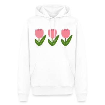 Trois tulipes roses dans un style minimaliste - Sweat à capuche Premium bio Homme - blanc - Devant - Nico (187cm)