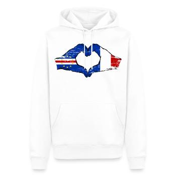 Drapeau du Cap-Vert France, mains en forme de cœur utilisées - Sweat à capuche Premium bio Homme - blanc - Devant - Nico (187cm)