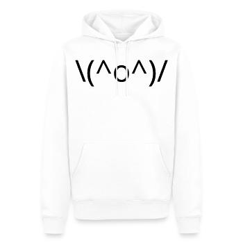 Freude Emote \(^o^)/ Arme hoch Kaomoji - Männer Premium Bio Hoodie - Weiß - Vorne - Nico (187cm)