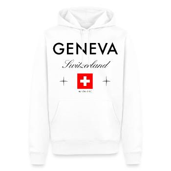 Genf Schweiz Koordinaten Reise Souvenir - Männer Premium Bio Hoodie - Weiß - Vorne - Nico (187cm)