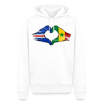Mains du drapeau du Sénégal du Cap-Vert en forme de cœur utilisées - Sweat à capuche Premium bio Homme - blanc - Devant - Nico (187cm)