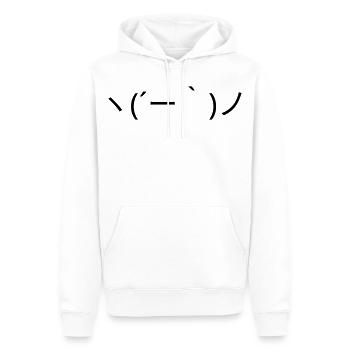 Émote Détendue ヽ( ́ー')ノ Kaomoji insouciant - Sweat à capuche Premium bio Homme - blanc - Devant - Nico (187cm)