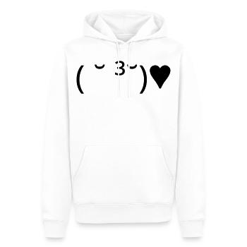 Émote de baiser ( ̆ ³ ̆) ♥ Cœur Kaomoji - Sweat à capuche Premium bio Homme - blanc - Devant - Nico (187cm)