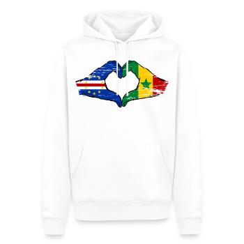 Mains du drapeau du Sénégal du Cap-Vert en forme de cœur utilisées - Sweat à capuche Premium bio Homme - blanc - Devant - Nico (187cm)