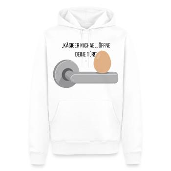 Käsiger Michael T-Shirt - Männer Premium Bio Hoodie - Weiß - Vorne - Nico (187cm)