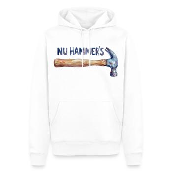 Marteau aquarelle - Le Marteau Nu - Sweat à capuche Premium bio Homme - blanc - Devant - Nico (187cm)