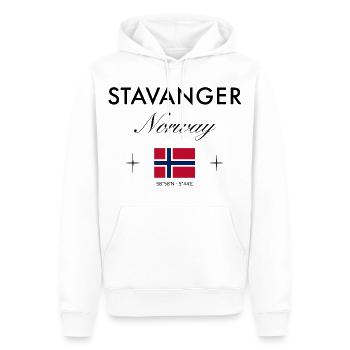 Stavanger Norvège Coordonnées Souvenir de voyage - Sweat à capuche Premium bio Homme - blanc - Devant - Nico (187cm)
