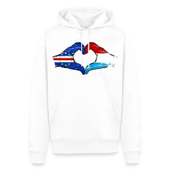 Mains du drapeau luxembourgeois du Cap-Vert utilisées - Sweat à capuche Premium bio Homme - blanc - Devant - Nico (187cm)