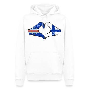 Kap Verde Finnland Flagge Hände Herzform used - Männer Premium Bio Hoodie - Weiß - Vorne - Nico (187cm)