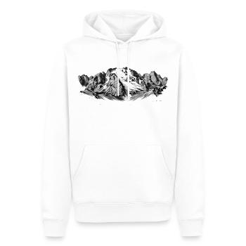 Marmolada Silhouette Queen of the Dolomites Peaks - Men’s Premium Organic Hoodie - white - Front - Nico (187cm)