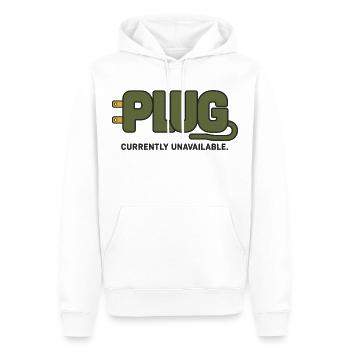 PLUG – Currently Unavailable - Men’s Premium Organic Hoodie - white - Front - Nico (187cm)