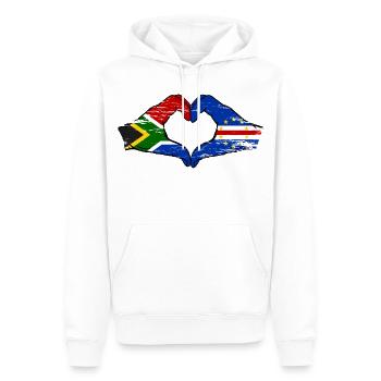 Kap Verde Südafrika Flagge Hände Herzform used - Männer Premium Bio Hoodie - Weiß - Vorne - Nico (187cm)