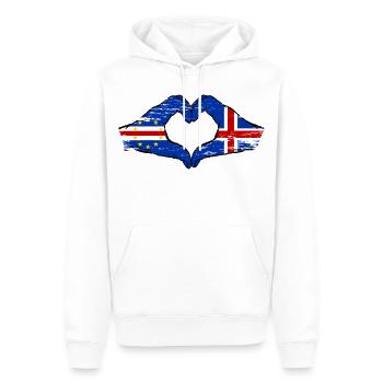 Cape Verde Island Flag Hands Heart Shape Used - Men’s Premium Organic Hoodie - white - Front - Nico (187cm)