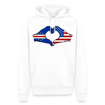 Kap Verde USA Flagge Hände Herzform  - Männer Premium Bio Hoodie - Weiß - Vorne - Nico (187cm)