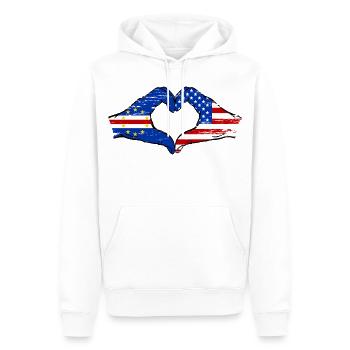 Kap Verde USA Flagge Hände Herzform used - Männer Premium Bio Hoodie - Weiß - Vorne - Nico (187cm)