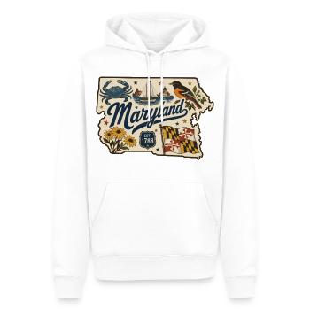 Maryland Vintage State Flag & Crab Sticker - Men’s Premium Organic Hoodie - white - Front - Nico (187cm)