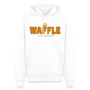 WAFFEL – Ich entscheide mich noch | Ein lustiges Waffel-Wortspiel - Männer Premium Bio Hoodie - Weiß - Vorne - Nico (187cm)