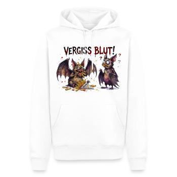 Vergiss Blut Lustiges Fledermaus Pommes Motiv - Männer Premium Bio Hoodie - Weiß - Vorne - Nico (187cm)