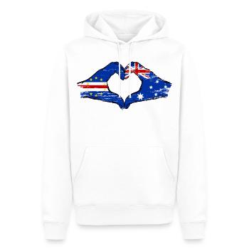 Mains du drapeau australien du Cap-Vert en forme de cœur utilisées - Sweat à capuche Premium bio Homme - blanc - Devant - Nico (187cm)