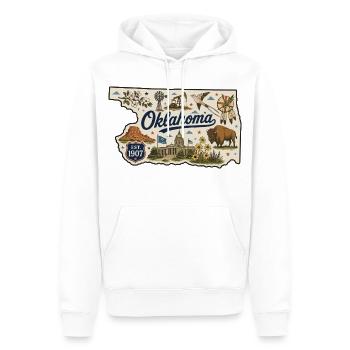 Oklahoma Sooner State Vintage Travel Sticker - Men’s Premium Organic Hoodie - white - Front - Nico (187cm)