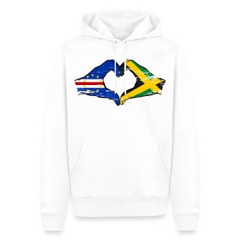 Mains du drapeau du Cap-Vert Jamaïque en forme de cœur utilisées - Sweat à capuche Premium bio Homme - blanc - Devant - Nico (187cm)