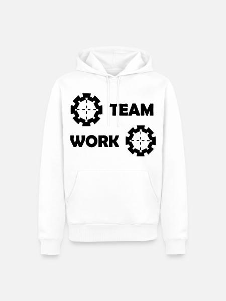 Die Teams at work - Männer Premium Bio Hoodie - Weiß