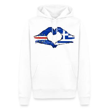 Kap Verde Griechenland Flagge Hände Herzform used - Männer Premium Bio Hoodie - Weiß - Vorne - Nico (187cm)