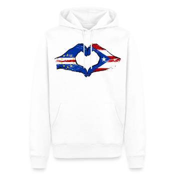 Cape Verde Puerto Rico flag hands heart shape used - Men’s Premium Organic Hoodie - white - Front - Nico (187cm)