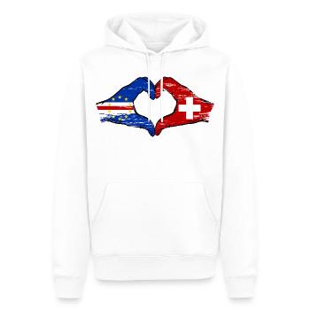 Kap Verde Schweiz Flagge Hände Herzform used - Männer Premium Bio Hoodie - Weiß - Vorne - Nico (187cm)