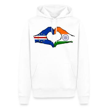 Cape Verde India Flag Hands Heart Shape - Men’s Premium Organic Hoodie - white - Front - Nico (187cm)