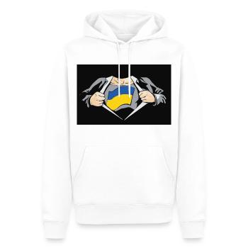 Ukraine Super Hero Ukraine Flag - Men’s Premium Organic Hoodie - white - Front - Nico (187cm)