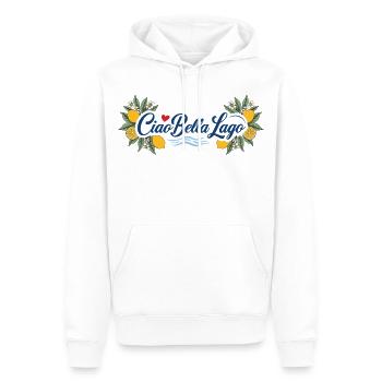 Ciao Bella Lago Motif Citron Vagues - Sweat à capuche Premium bio Homme - blanc - Devant - Nico (187cm)